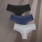 INTIMO SECRETS 3-Pack Women’s Floral Lace Cotton Panties – Sexy Soft Briefs S-XL