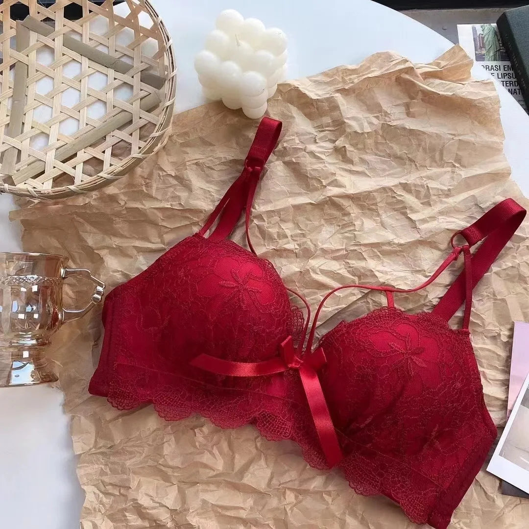 INTIMO SECRETS Women’s Lace Push-Up Bra – Small Bust Anti-Sag Active Bra