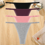 INTIMO SECRETS 4PCS Cotton Lace G-String – Low-Rise Thongs for Women