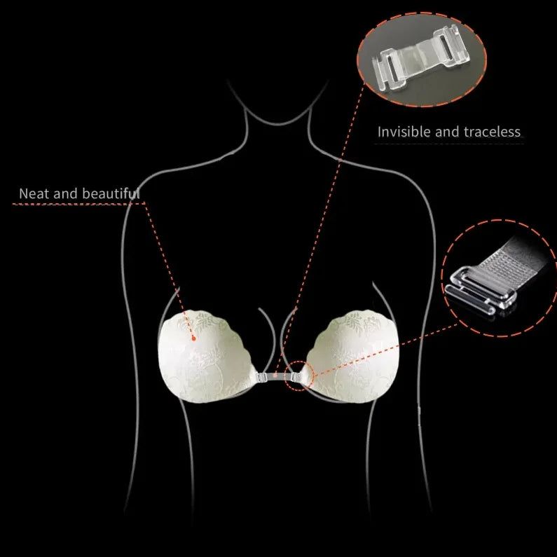 Women Silicone Chest Stickers Lace Push Up Waterproof Nipple Cover Invisible Self-Adhesive Nipple Tape Reusable Strapless Bra