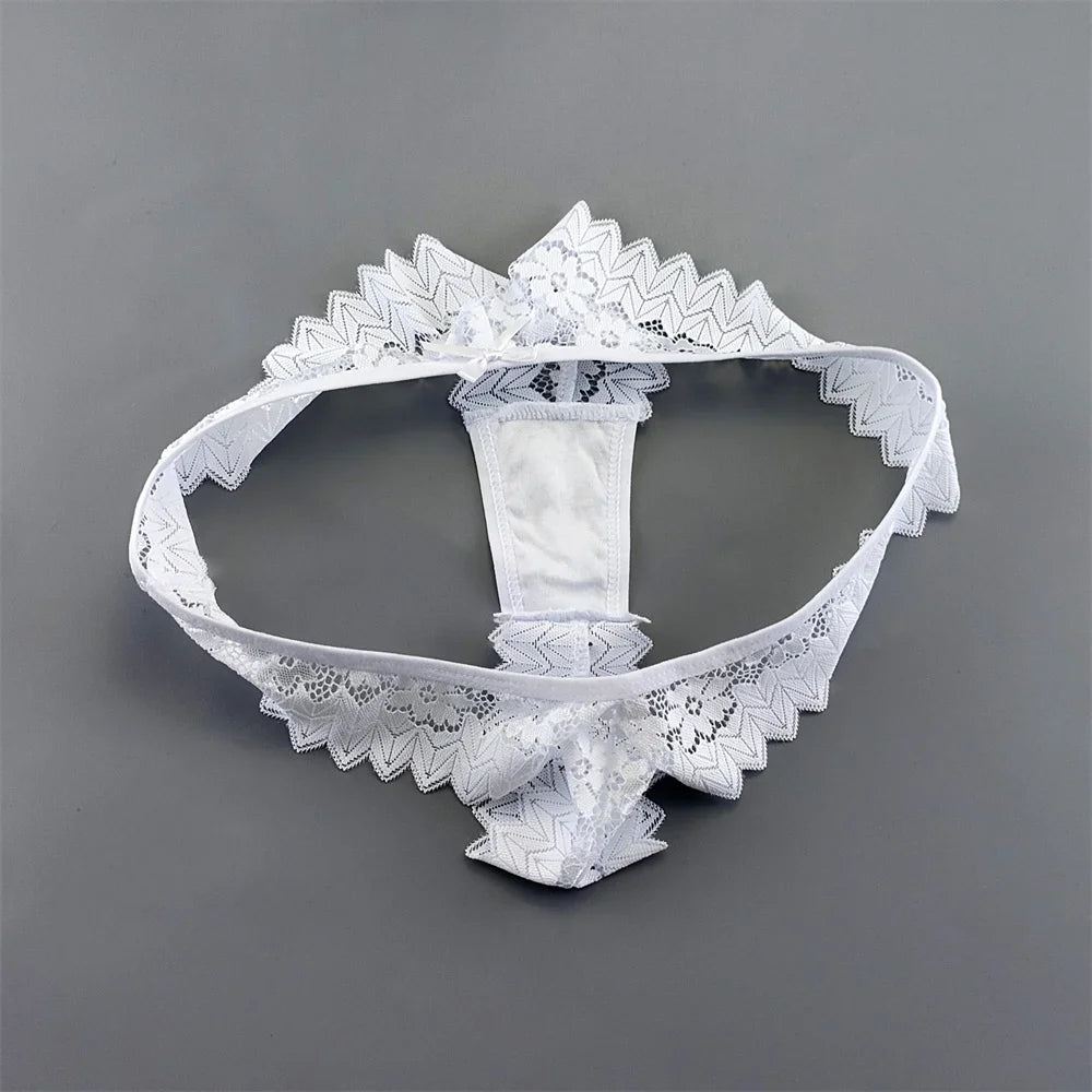 INTIMO SECRETS 3PCS Lace Thongs – Transparent Mid-Waist G-Strings Plus Size