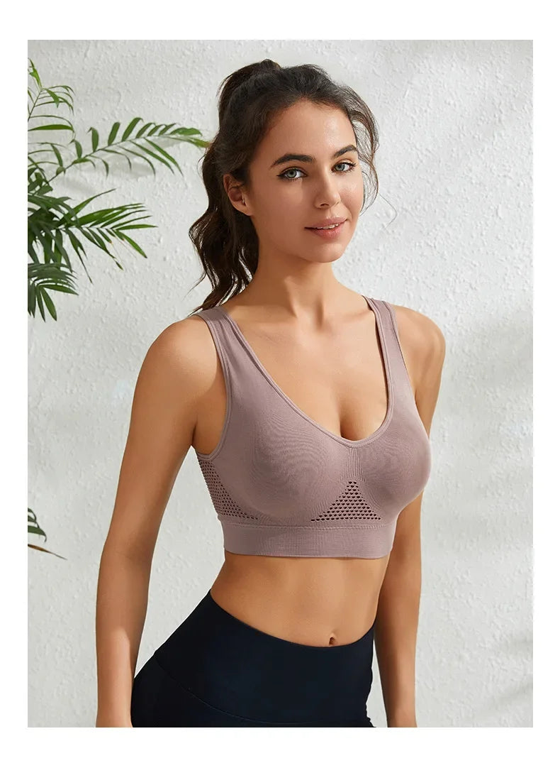INTIMO SECRETS Women’s Wireless Sports Bra – Breathable Yoga Vest with Removable Pads
