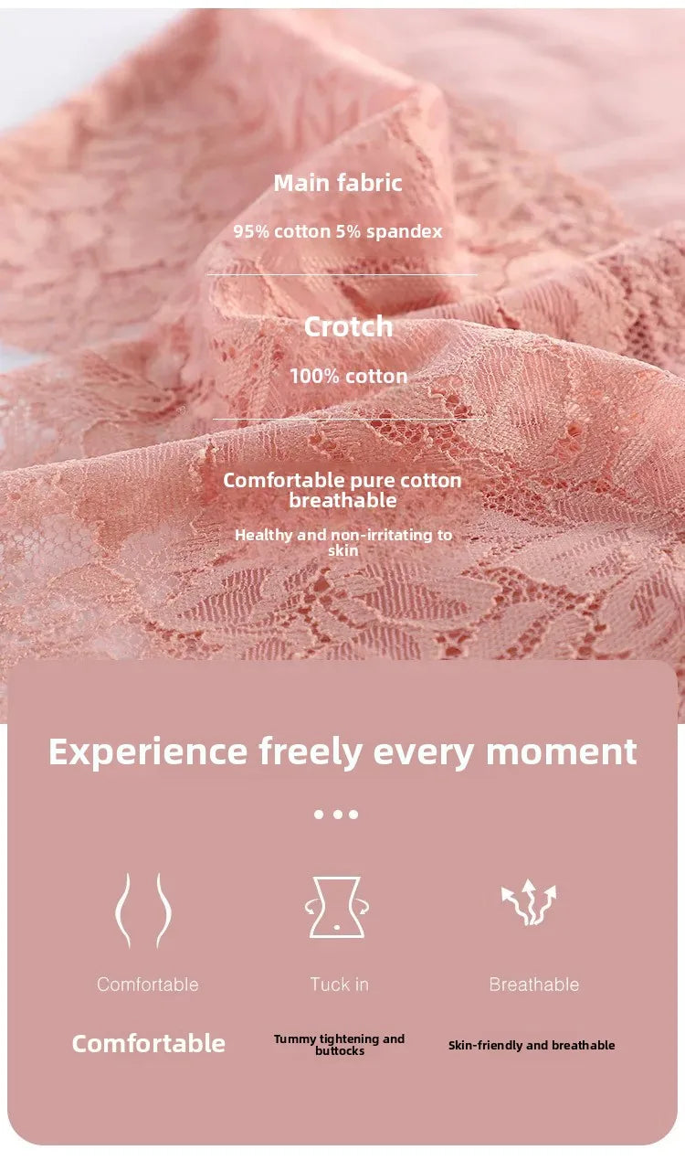 INTIMO SECRETS High Waist Cotton Briefs - V-Neck Lace Abdomen Control