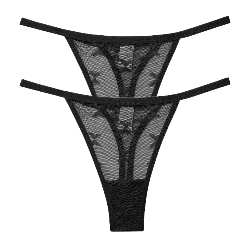 INTIMO SECRETS 2PCS Mesh Thongs – Transparent Seamless G-String Underwear for Women S-XL