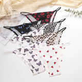 4Pcs/Set Graphic Print Briefs Women Seamless Ultra-thin Panties Sexy Low Waist Leopard Love Underwear Girls Breathable Lingerie
