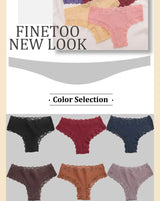 INTIMO SECRETS 3PCS Lace Cotton Thongs – Sexy Low-Rise Seamless G-String Underwear for Women S-XL