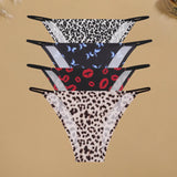 4Pcs/Set Graphic Print Briefs Women Seamless Ultra-thin Panties Sexy Low Waist Leopard Love Underwear Girls Breathable Lingerie
