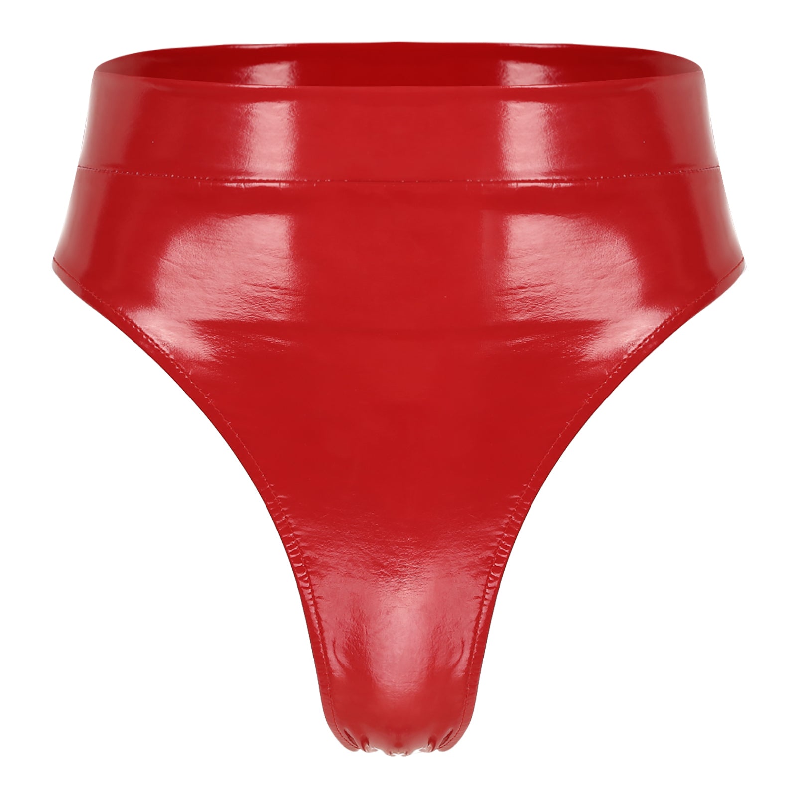 Womens Adult Sexy Thong Latex Panties Lingerie Wet Look Patent Leather Briefs Underwear Buckle Belted Pole Dance PVC Panties