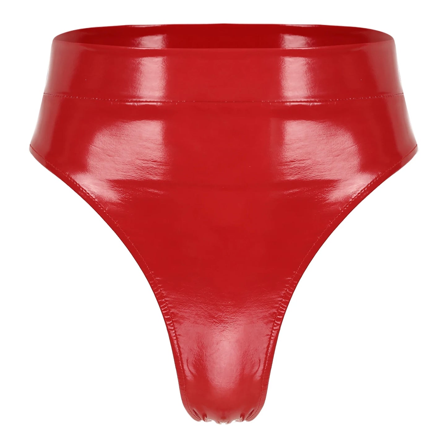 Womens Adult Sexy Thong Latex Panties Lingerie Wet Look Patent Leather Briefs Underwear Buckle Belted Pole Dance PVC Panties