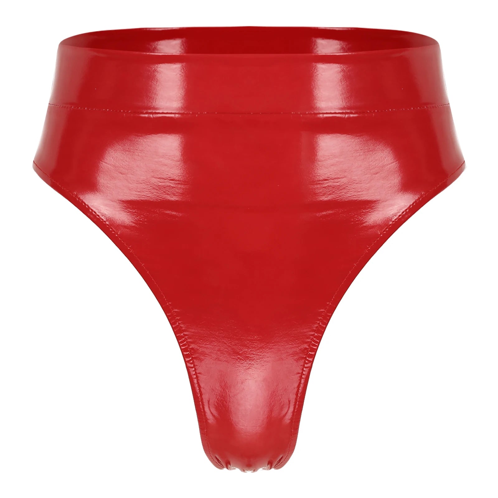 Womens Adult Sexy Thong Latex Panties Lingerie Wet Look Patent Leather Briefs Underwear Buckle Belted Pole Dance PVC Panties