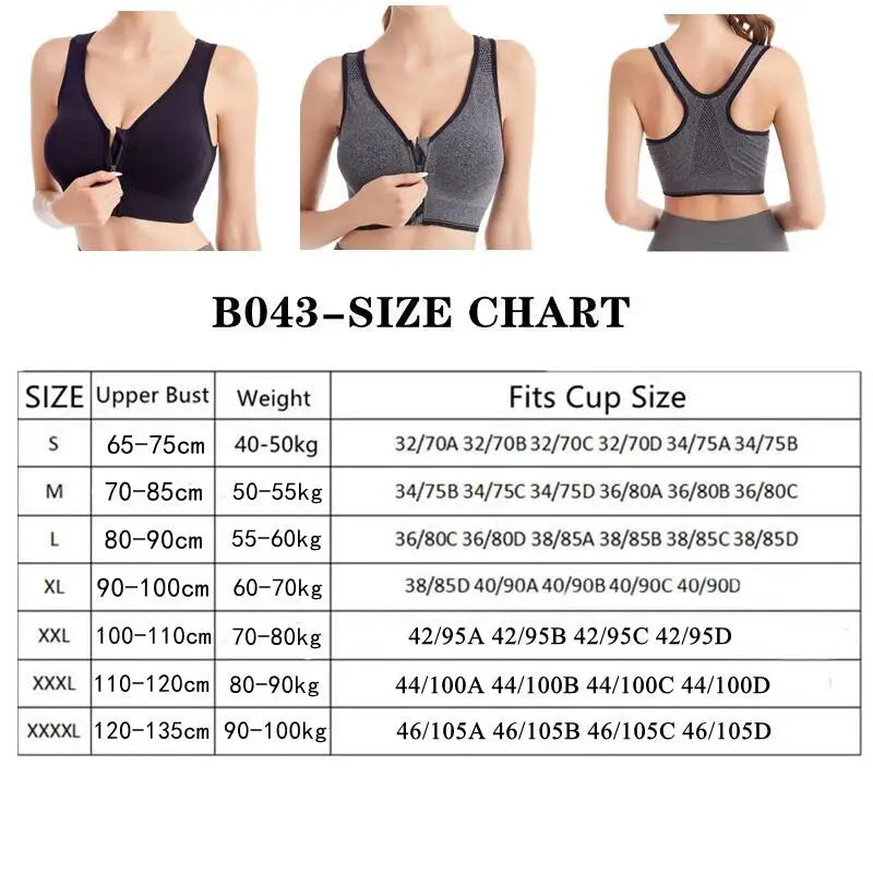INTIMO SECRETS Front Zipper Sports Bra – Wire-Free Seamless Active Bra