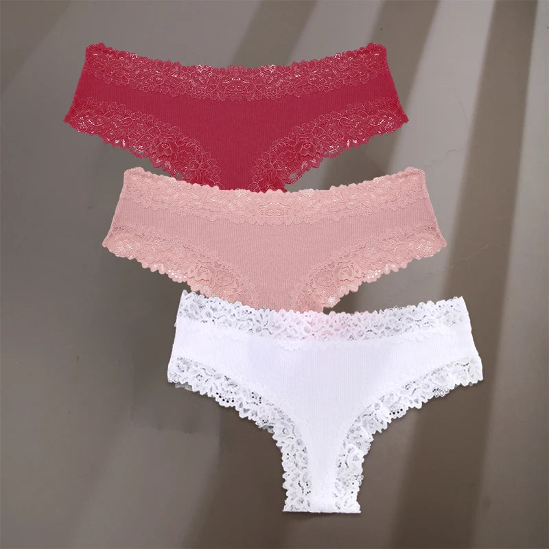 INTIMO SECRETS 3-Pack Women’s Floral Lace Cotton Panties – Sexy Soft Briefs S-XL