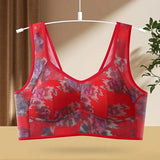 Plus Size Fixed Cup Bra Wireless Breathable Summer Thin Underwear One-Piece Vest Style for Middle-Aged And Elderly People