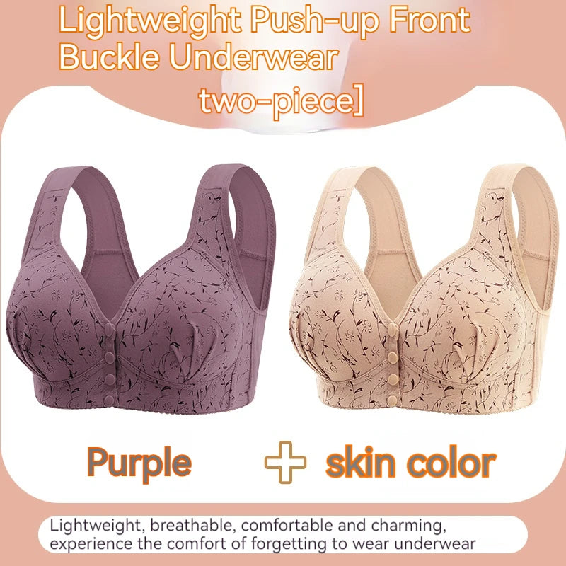 INTIMO SECRETS Women’s Floral Wireless Bra – Breathable Comfortable Front-Button Traceless