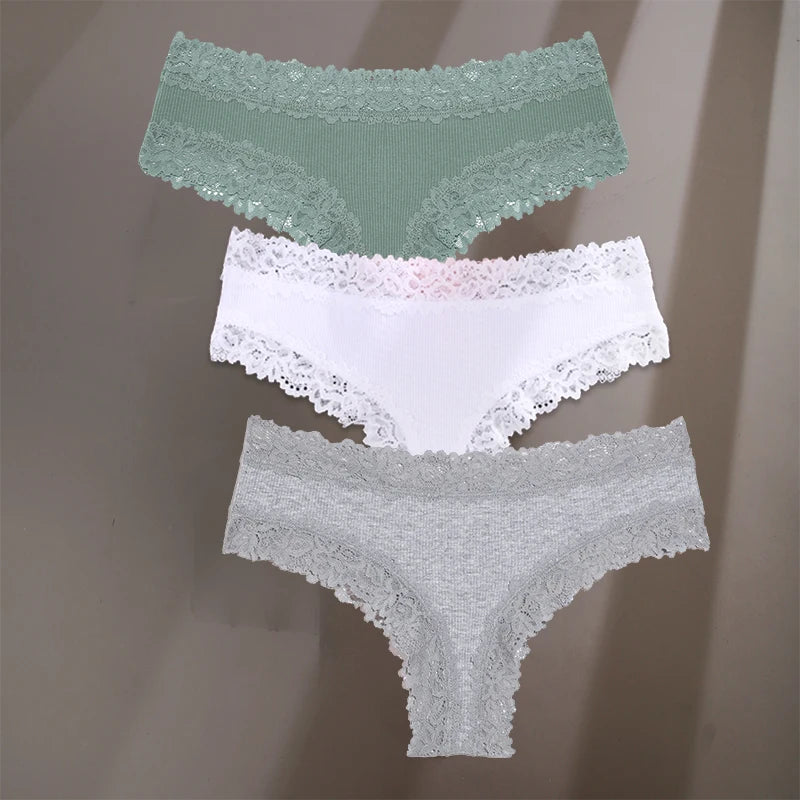 INTIMO SECRETS 3-Pack Women’s Floral Lace Cotton Panties – Sexy Soft Briefs S-XL