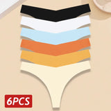INTIMO SECRETS 6-Pack Women’s Seamless V-Waist Thongs – Ultra-Thin Summer G-String Panties