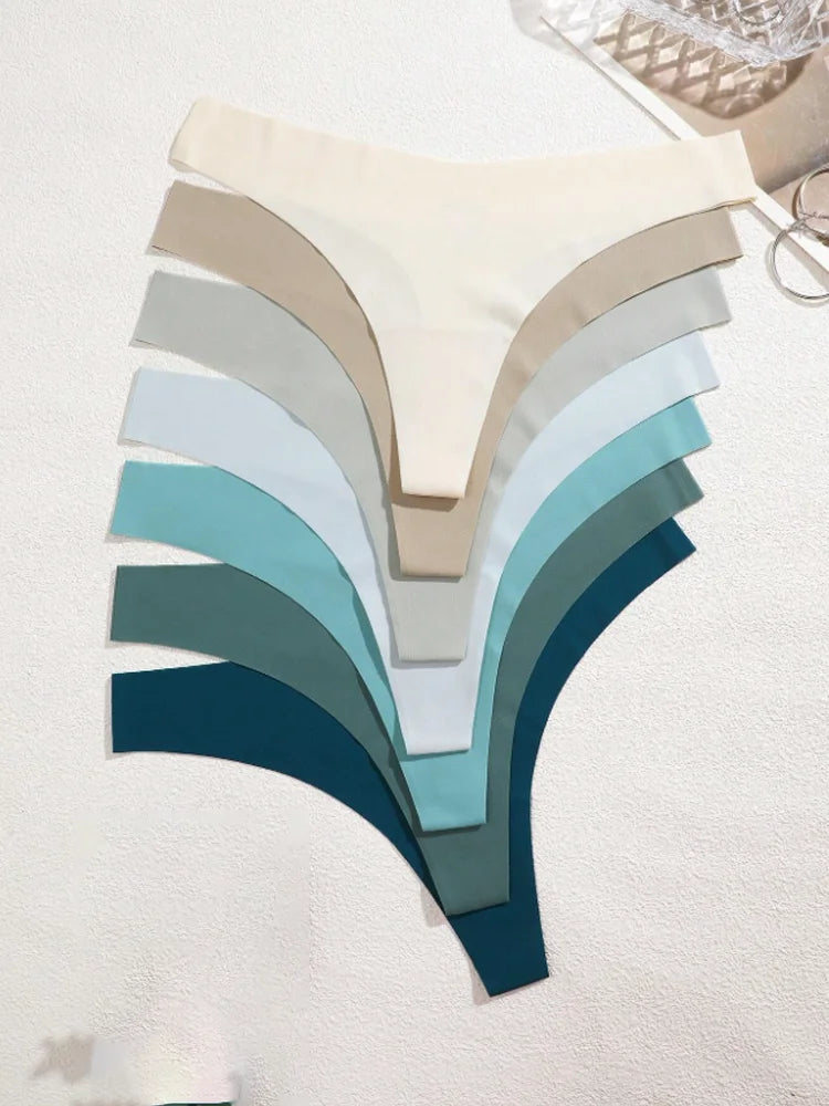 INTIMO SECRETS 7-Pack Women’s Seamless Ice Silk Low-Rise Thong Panties (XS-XL)