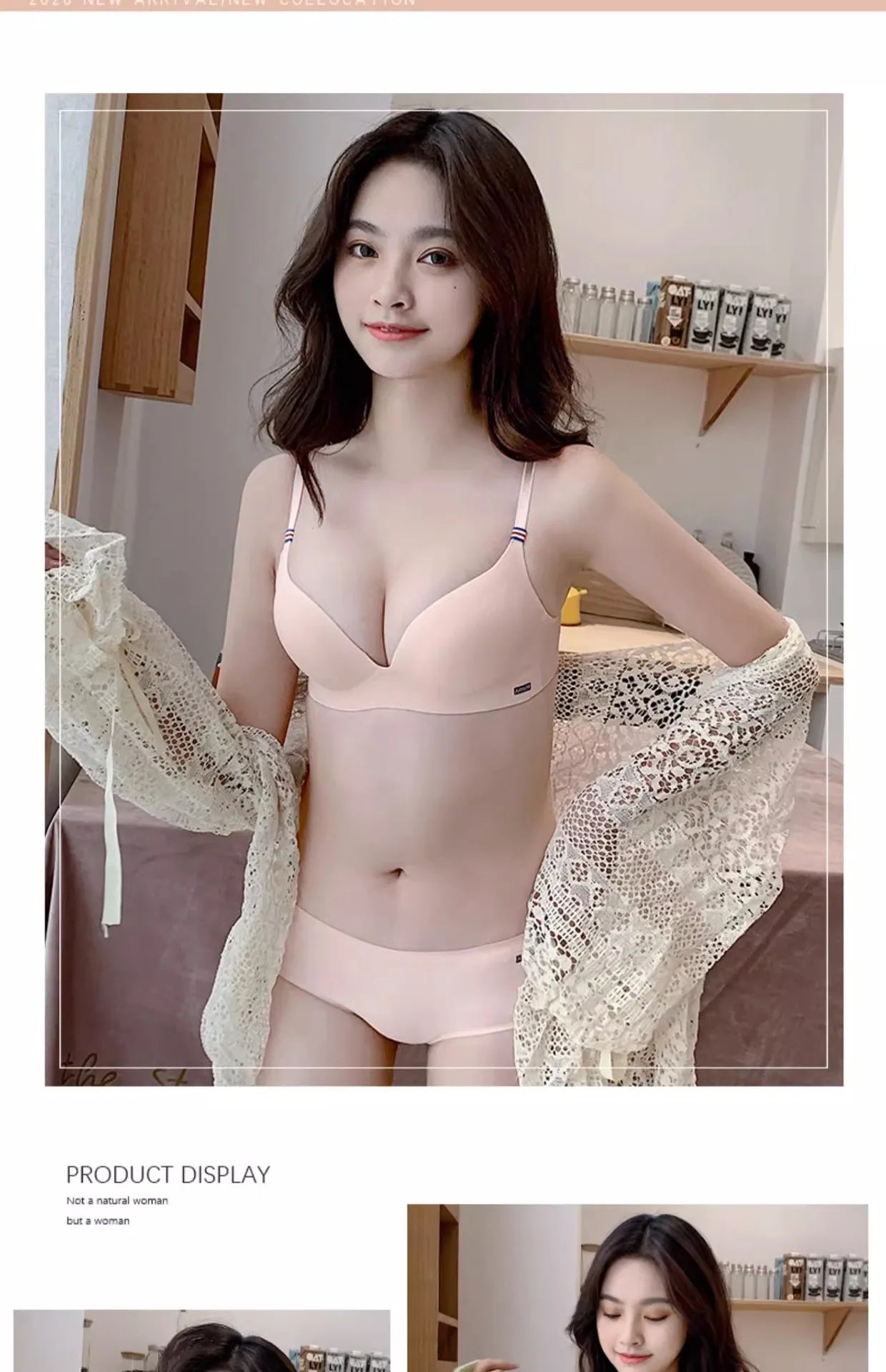 INTIMO SECRETS English Ice Silk Bra Set – Thick Cup, Wire-Free, Gathered Lingerie