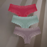 INTIMO SECRETS 3-Pack Women’s Floral Lace Cotton Panties – Sexy Soft Briefs S-XL