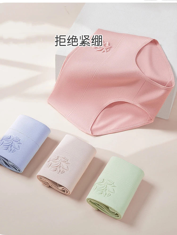 4Pcs High Waist Women Panties Body Shaper Underwear Cotton Sexy Ladies Briefs Slim Panty Breathable Solid Color Ladies Lingerie