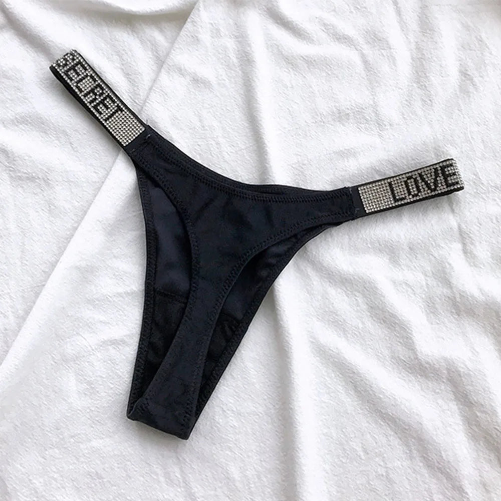 INTIMO SECRETS Women’s Sexy Rhinestone Low-Waist Thong Panties