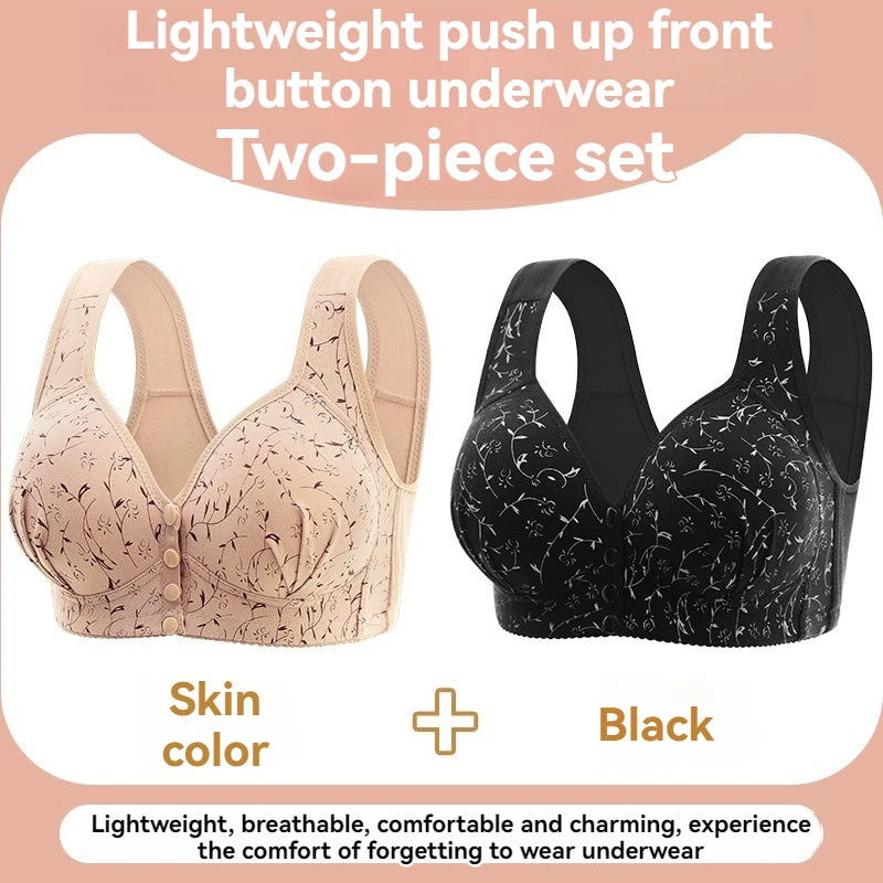 INTIMO SECRETS Women’s Floral Wireless Bra – Breathable Comfortable Front-Button Traceless