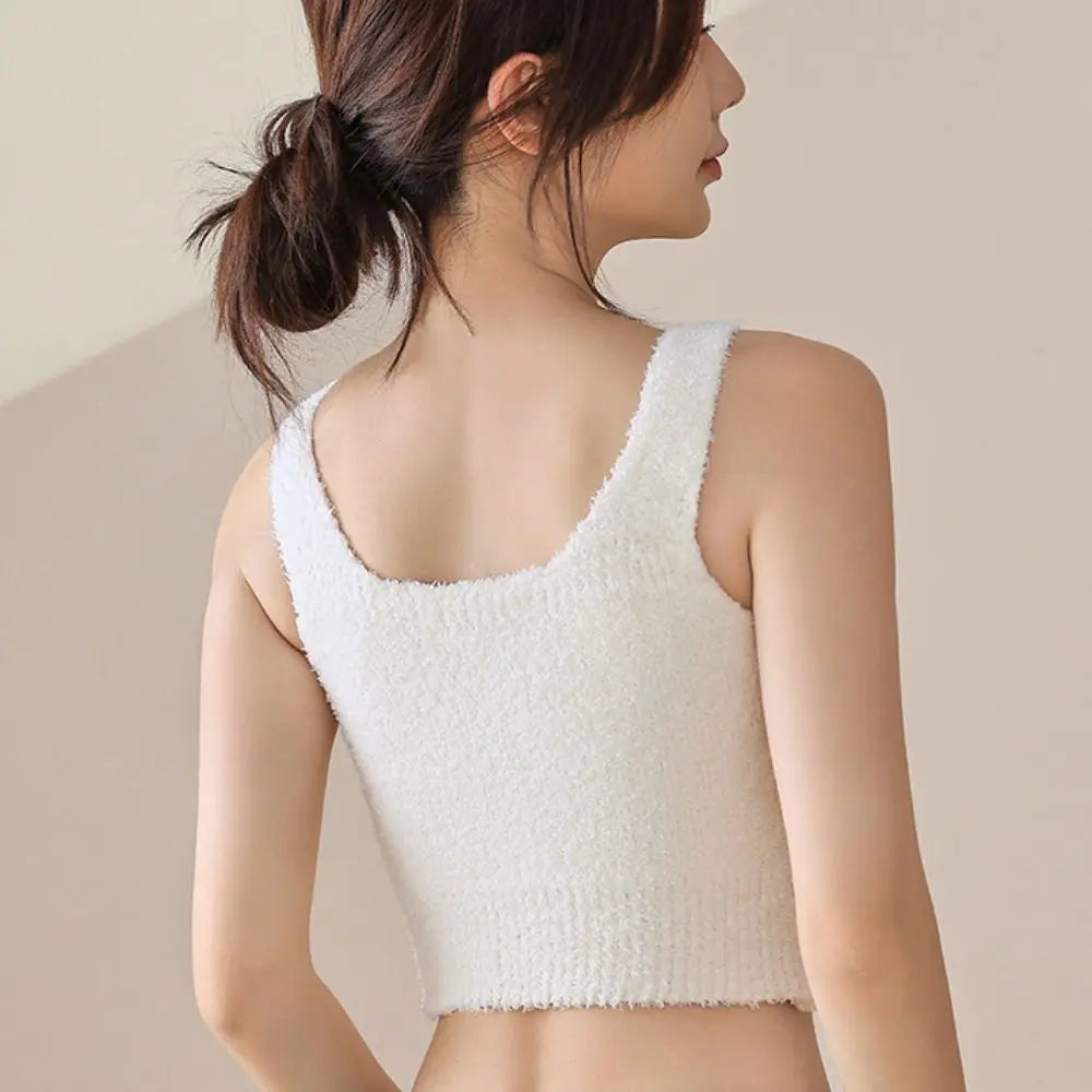 INTIMO SECRETS Winter Warm Fleece Bralette – Padded Thermal Crop Top