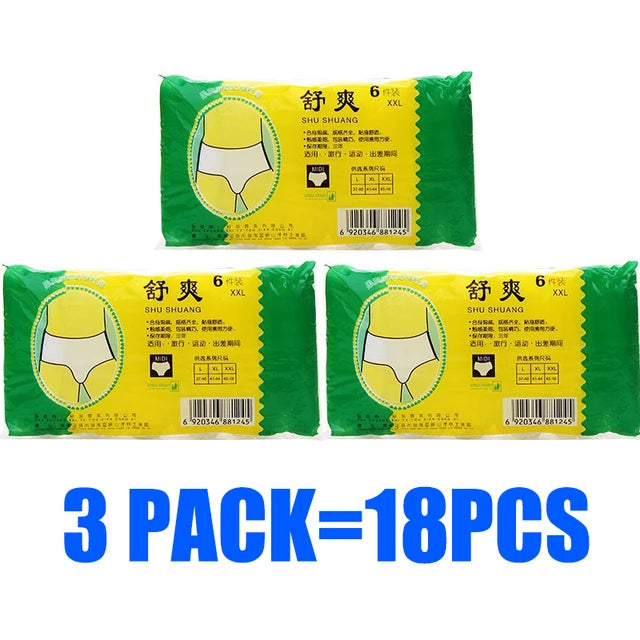18Pcs/Set Travel Portable Disposable Non Woven Paper Briefs Panties Underwear White Regular Emergency Underpants for Women Men