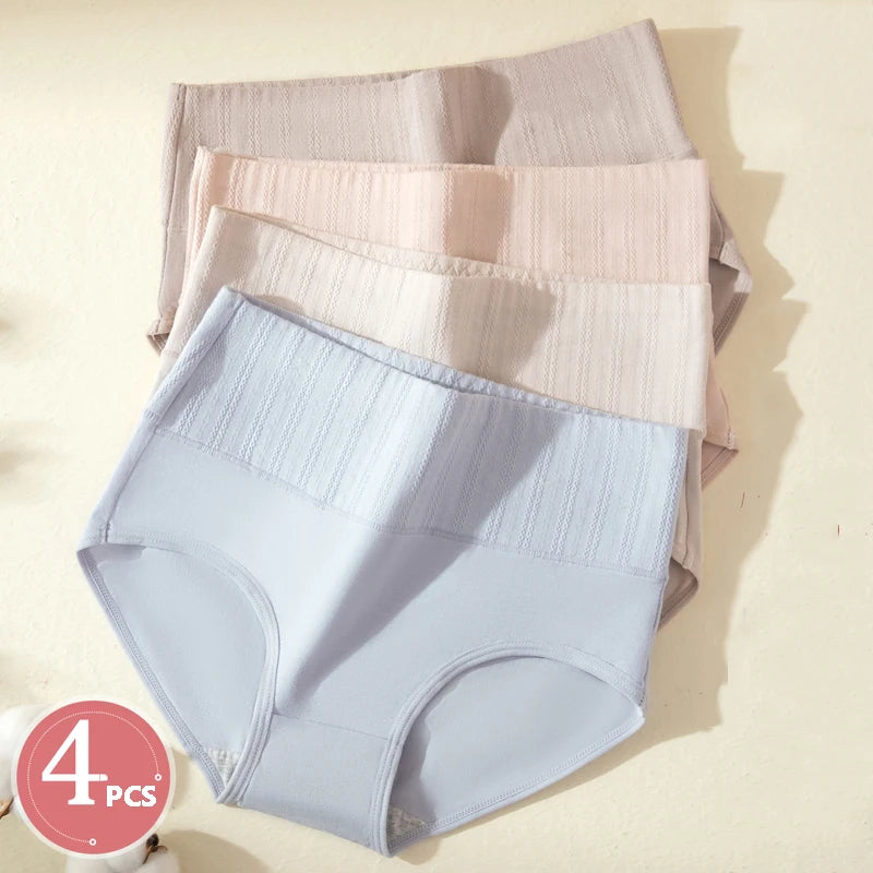 INTIMO SECRETS 4PCS High Waist Cotton Panties – Plus Size Women’s Lingerie