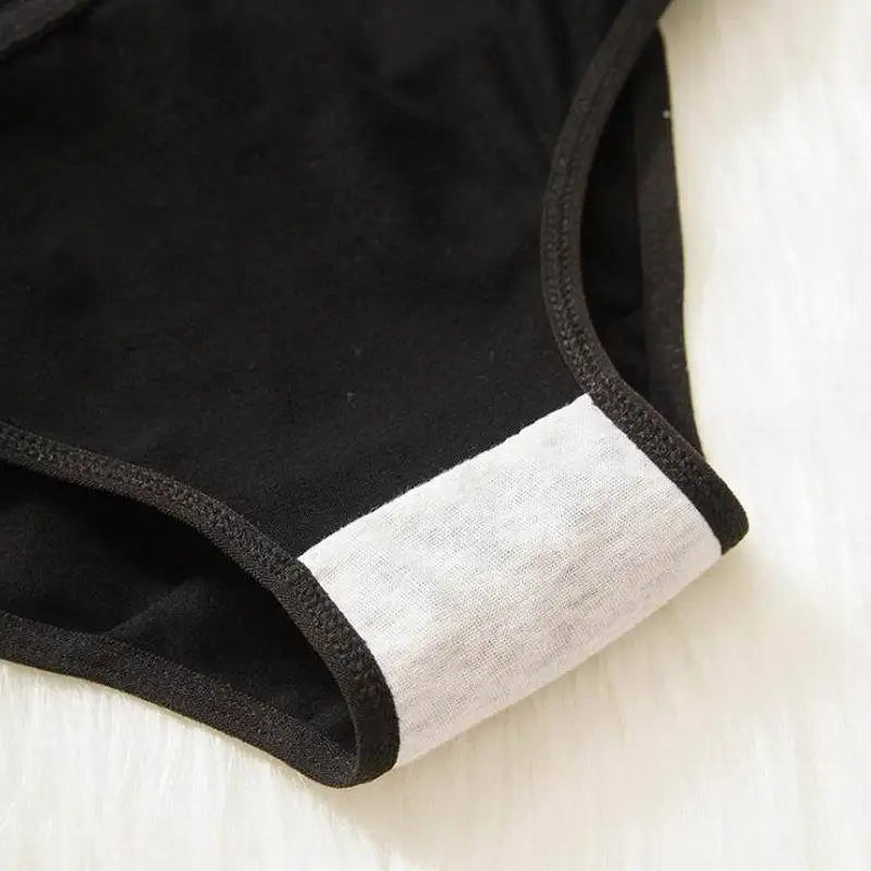 3 Pcs Cartoon Print Black Plus Size Triangle Underwear Cotton Panties Women's Breathable Soft Lingerie Girls Female Underpants