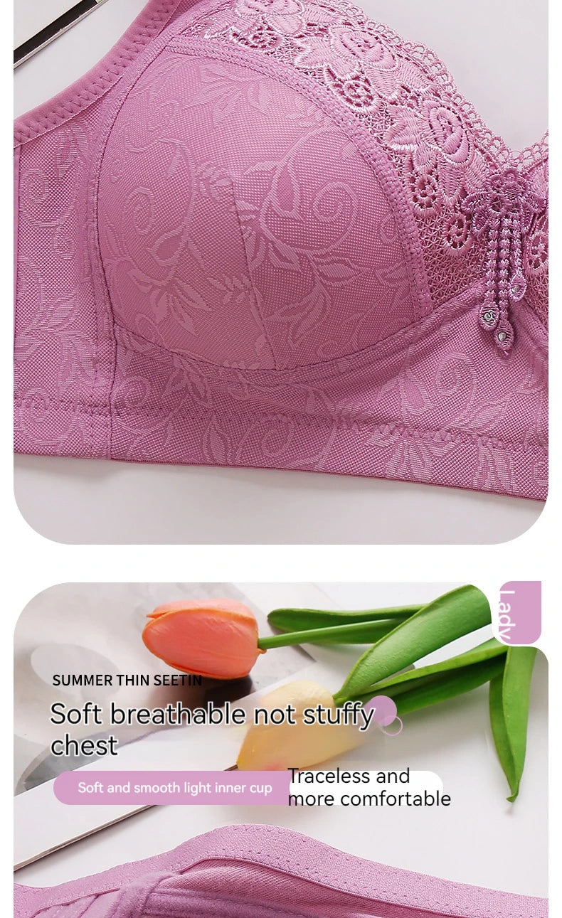 INTIMO SECRETS Women’s Plus-Size Lace Bralette – Ultra-Thin Deep V Bra