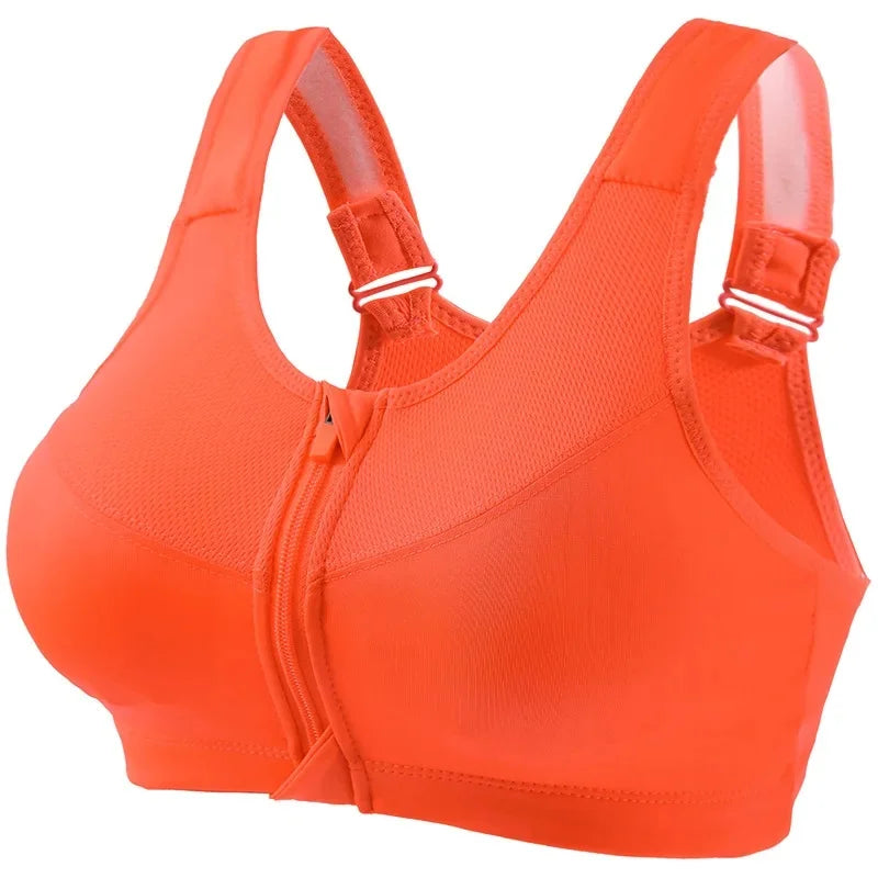 INTIMO SECRETS Women’s Shockproof Sports Bra – Front Zipper Yoga Vest