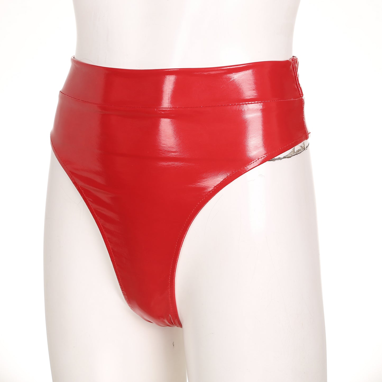 Womens Adult Sexy Thong Latex Panties Lingerie Wet Look Patent Leather Briefs Underwear Buckle Belted Pole Dance PVC Panties
