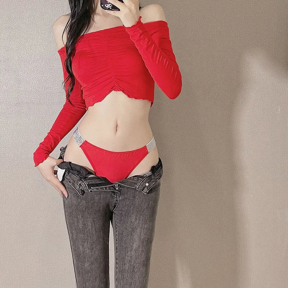 INTIMO SECRETS Women’s Low-Waist Rhinestone Letter G-String Thong