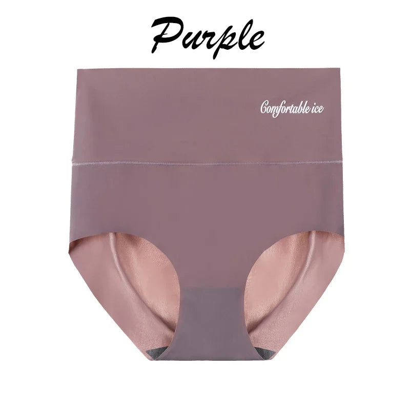 Ice Silk Seamless Briefs for Women High Waist Ultra-thin Sexy Panties Underwear Breathable Invisible Female Lingerie Underpants