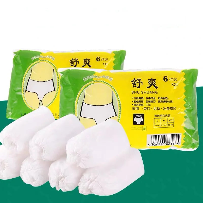 18Pcs/Set Travel Portable Disposable Non Woven Paper Briefs Panties Underwear White Regular Emergency Underpants for Women Men