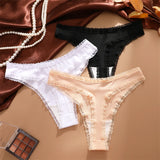 INTIMO SECRETS 3PCS Dot Print Thongs – Seamless Low-Waist Lace G-String Underwear for Women