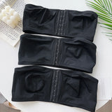 INTIMO SECRETS Women’s Black Removable Padded Ice Silk Traceless Strapless Bra – Wire-Free Seamless Underwear