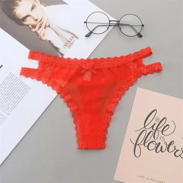 INTIMO SECRETS Women’s Summer Lace Thong – Low-Waist, Hollow-Out, Seamless & Breathable Panties
