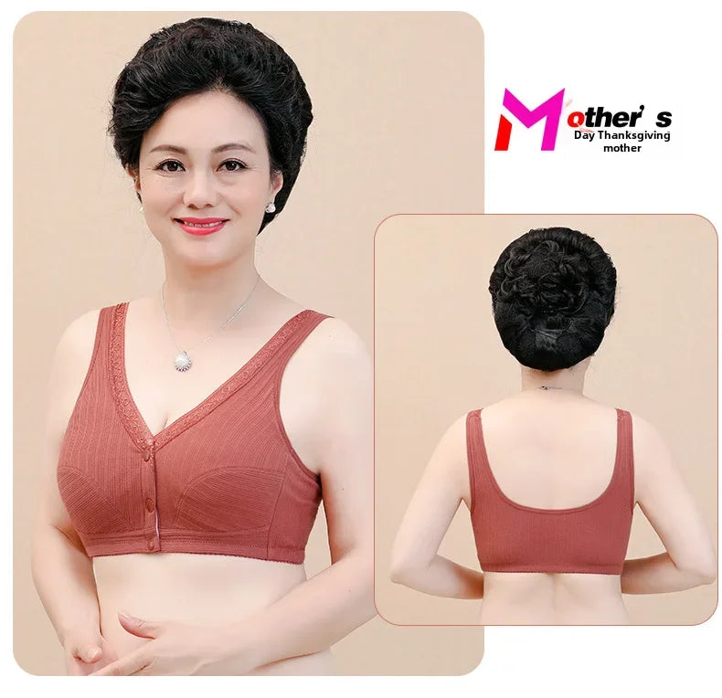INTIMO SECRETS Women’s Cotton Front-Clasp Vest Bra – Wire-Free Comfort for Middle-Aged Women