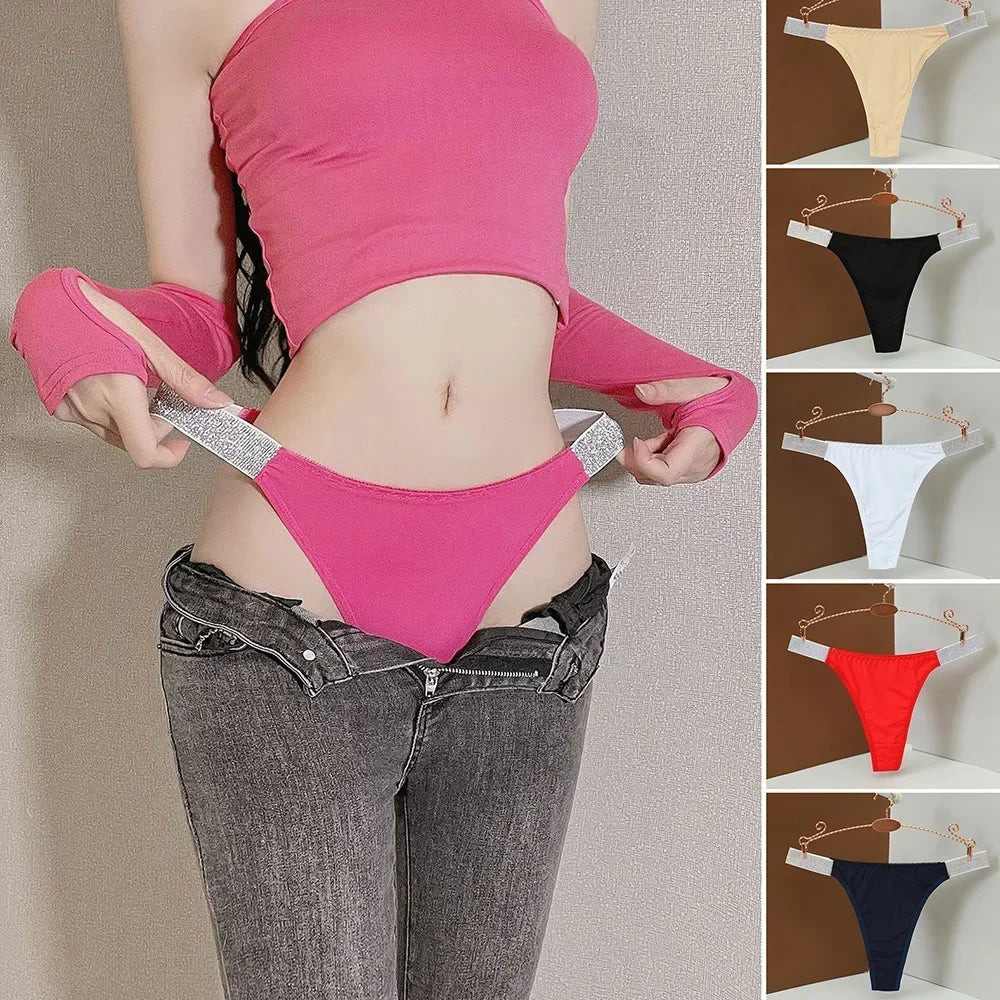 INTIMO SECRETS Women’s Low-Waist Rhinestone Letter G-String Thong