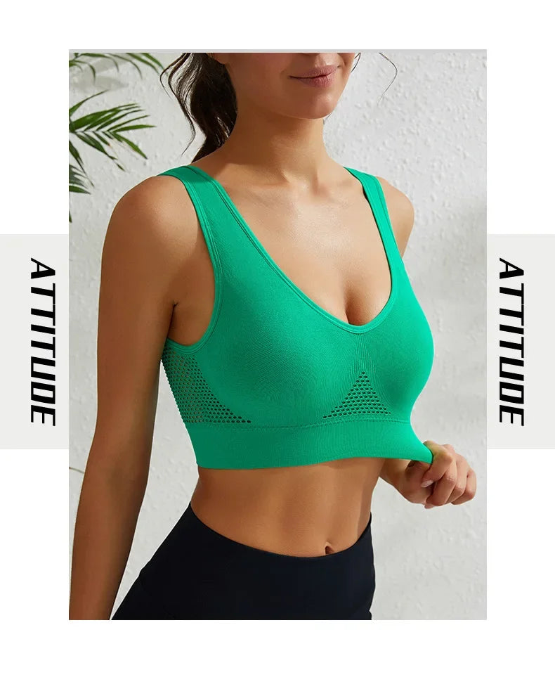 INTIMO SECRETS Women’s Wireless Sports Bra – Breathable Yoga Vest with Removable Pads