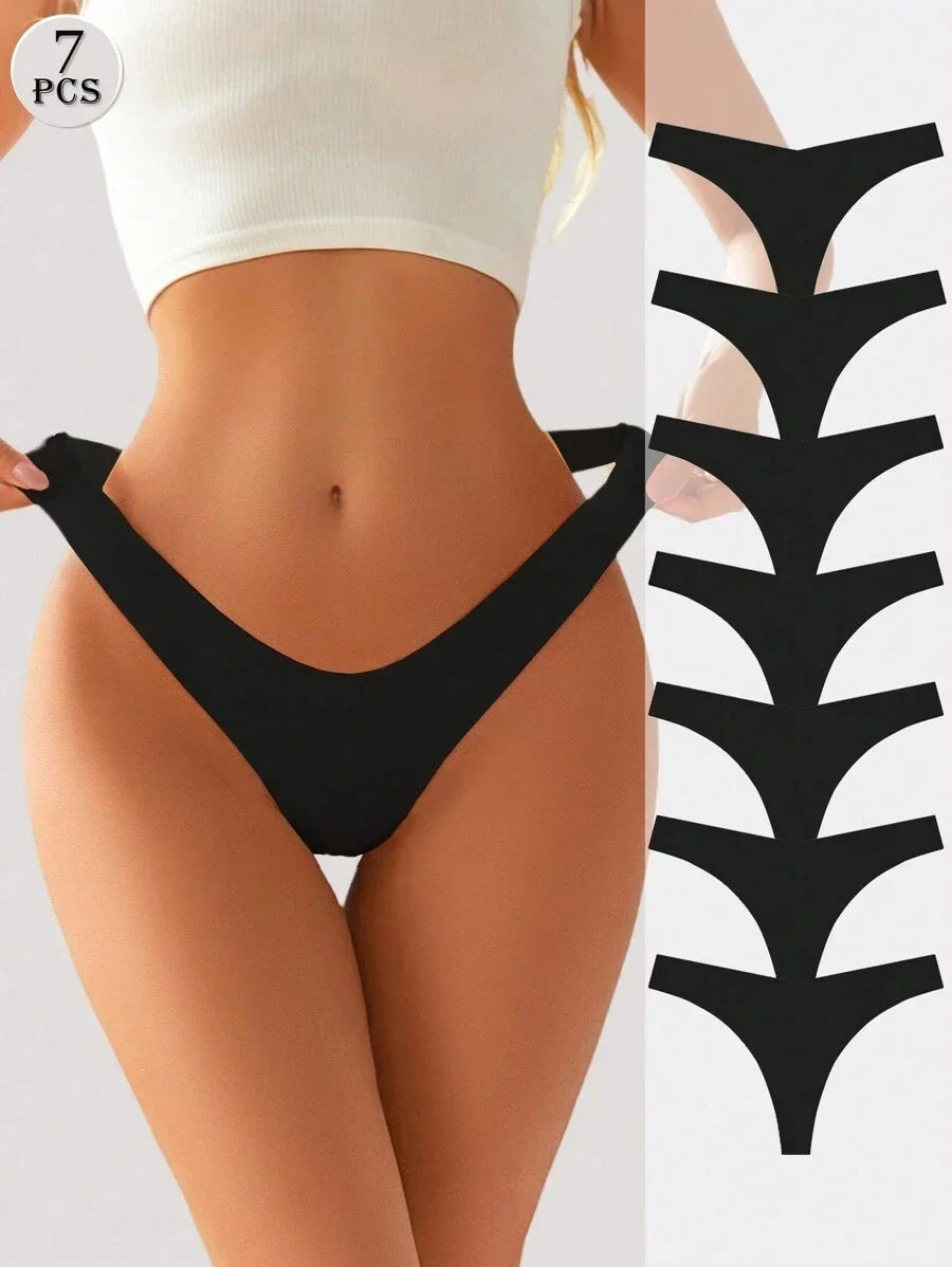 INTIMO SECRETS 7-Pack Women’s Seamless Ice Silk Low-Rise Thong Panties (XS-XL)