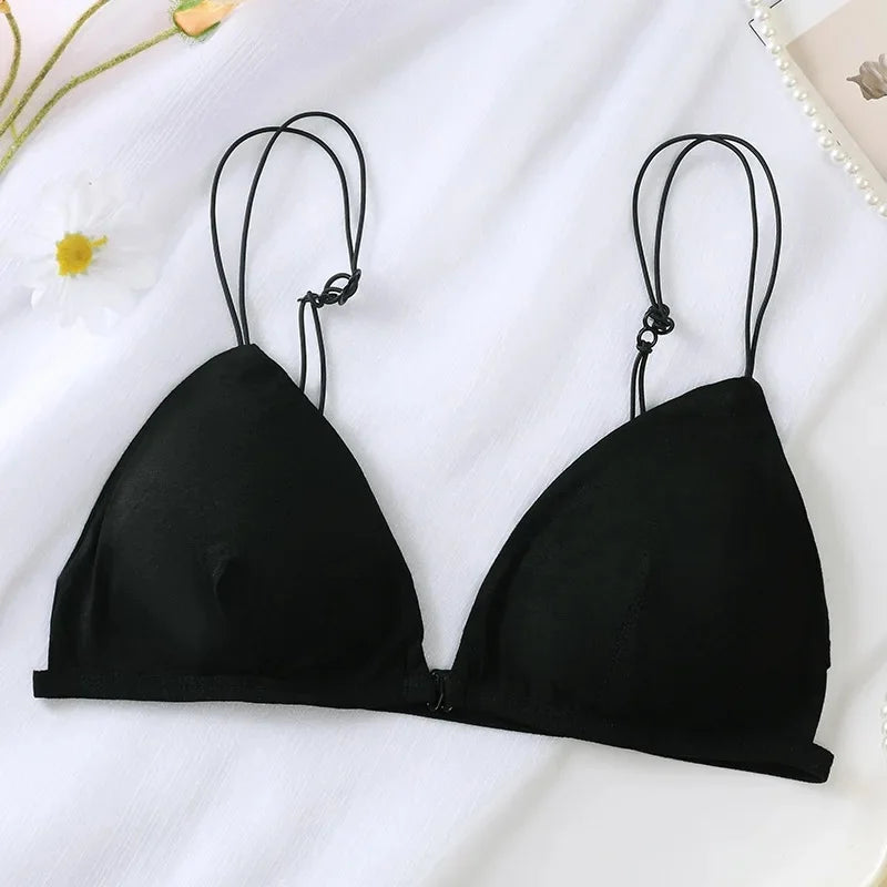 Summer Hit Low Cut Backless Pure Cotton Wrap Chest Bra Women's Sexy Interest Triangle Cup Strapless Underwear Intimate Apparel