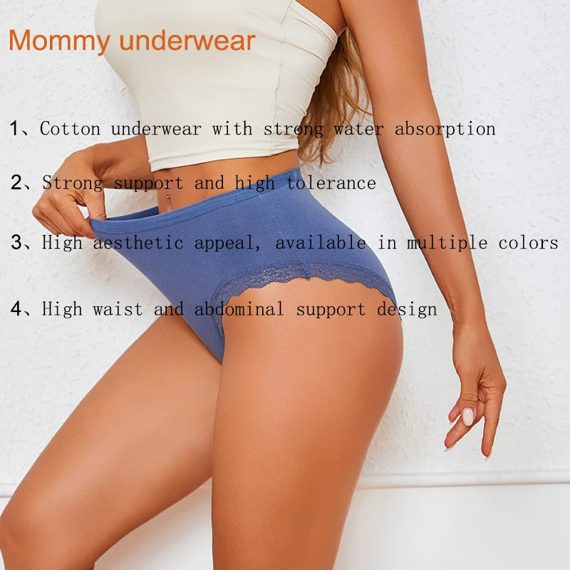 FINETOO 6Pcs Women's Cotton High Waist Panties Underwear Female Large Intimate Lingerie Briefs Woman Underpants Pantys Panties