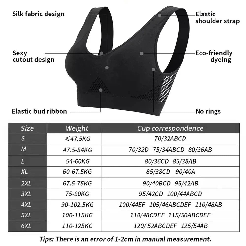 INTIMO SECRETS Seamless Push-Up Mesh Bra – Breathable Sports Bralette