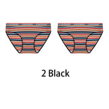 2PCS/Set Women Cotton Plus Size Panties M-4XL Comfort Underwear Sexy Colorful Rainbow Striped Lingerie Girls Cute Briefs NK608