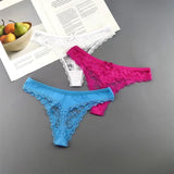 INTIMO SECRETS Plus Size Lace Cotton Thongs – Seamless T-Back G-String Underwear for Women 3PC