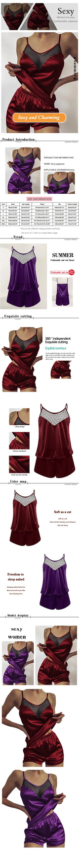 Lace Patchwork Vest Shorts, Women's Summer Pajamas, New Two-Piece Set, Lace Sexy, Can Be Worn for Casual Wear at Home