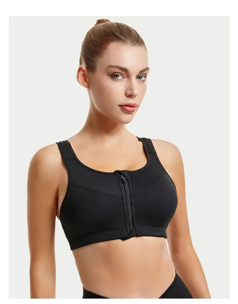 INTIMO SECRETS Women’s Shockproof Sports Bra – Front Zipper Yoga Vest